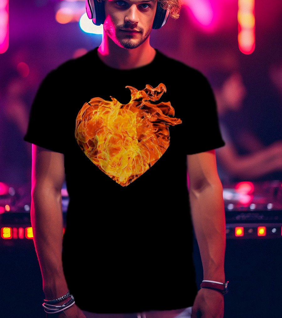 Valentines Day Big Heart Of Fire T-Shirt