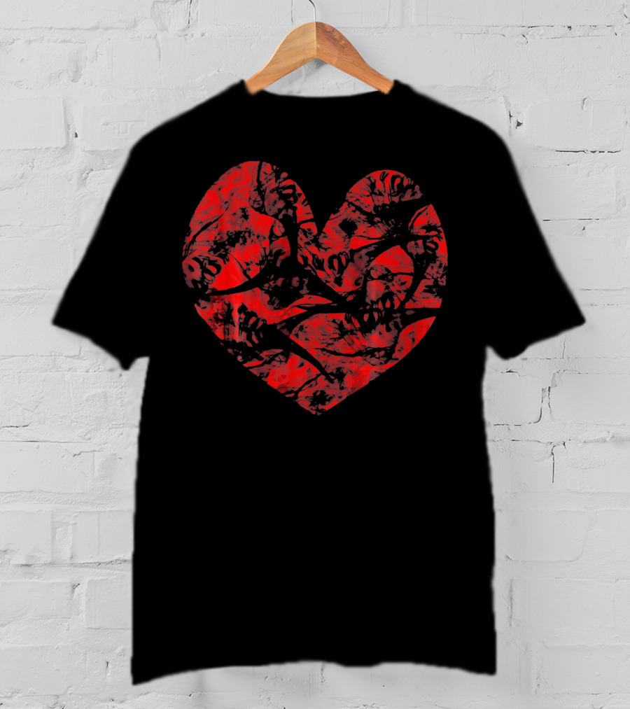 Big Red Heart Distressed Smoke Valentine T-Shirt