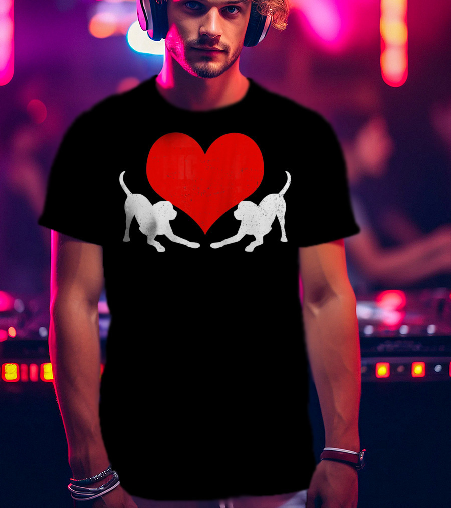 Valentine's Day Black Mouth Cur With Heart T-Shirt