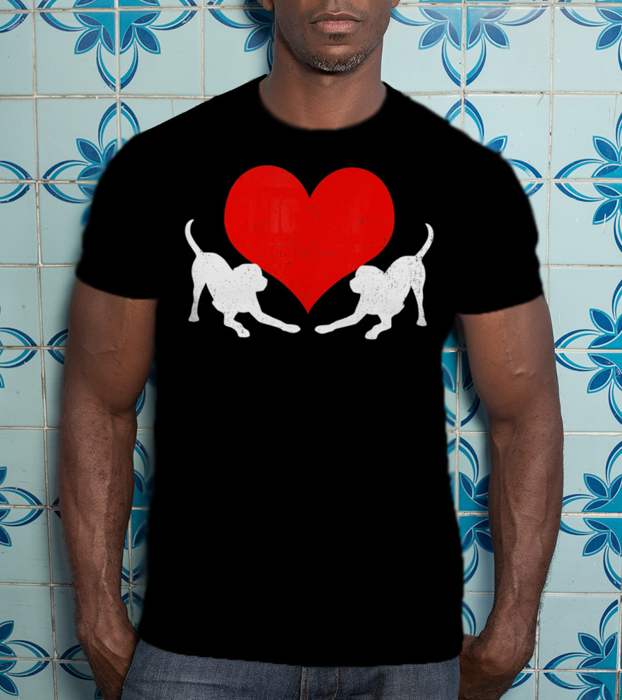 Valentine's Day Black Mouth Cur With Heart T-Shirt