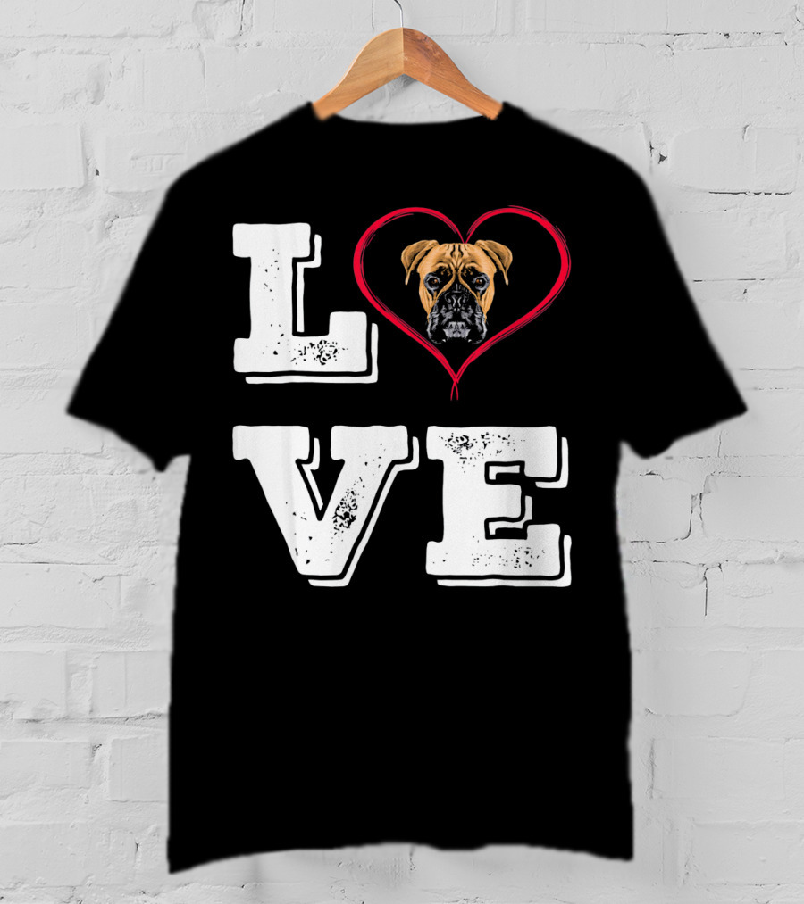 Boxer Dog Love Heart Va Dog Mom T-Shirt