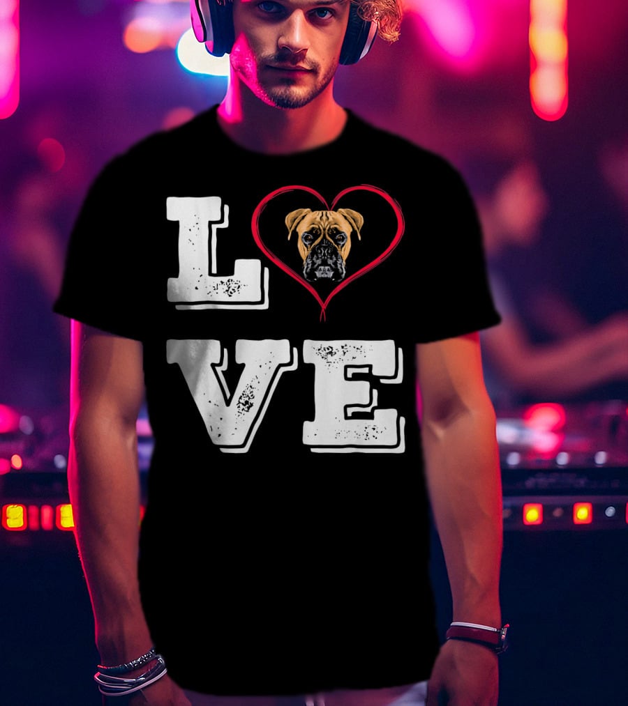 Boxer Dog Love Heart Va Dog Mom T-Shirt