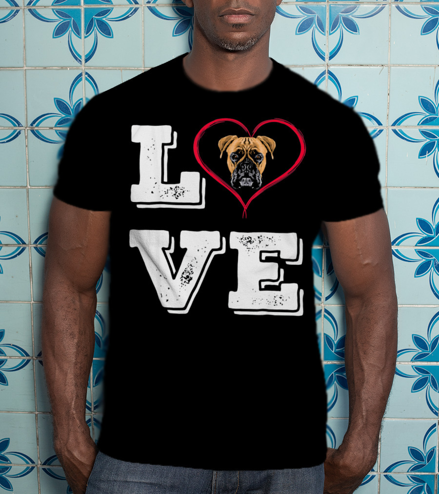 Boxer Dog Love Heart Va Dog Mom T-Shirt