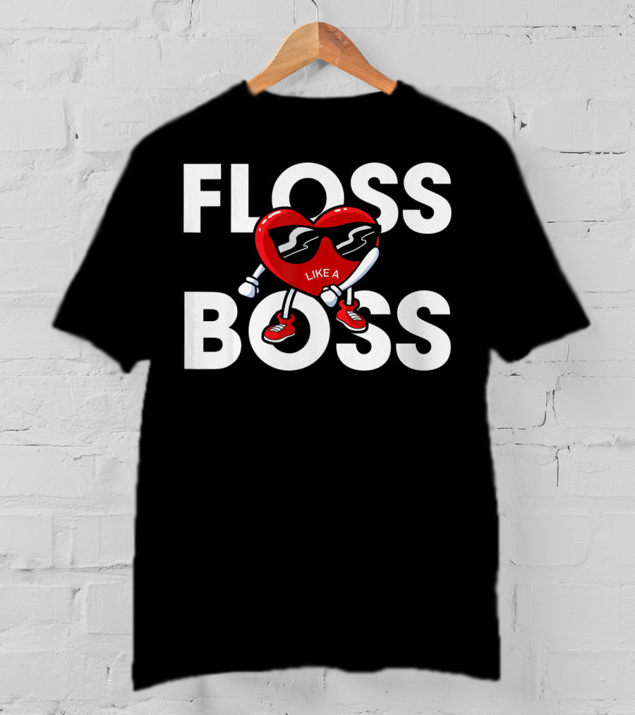 Floss Like A Boss Boys Valentines Day Kids Heart T-Shirt