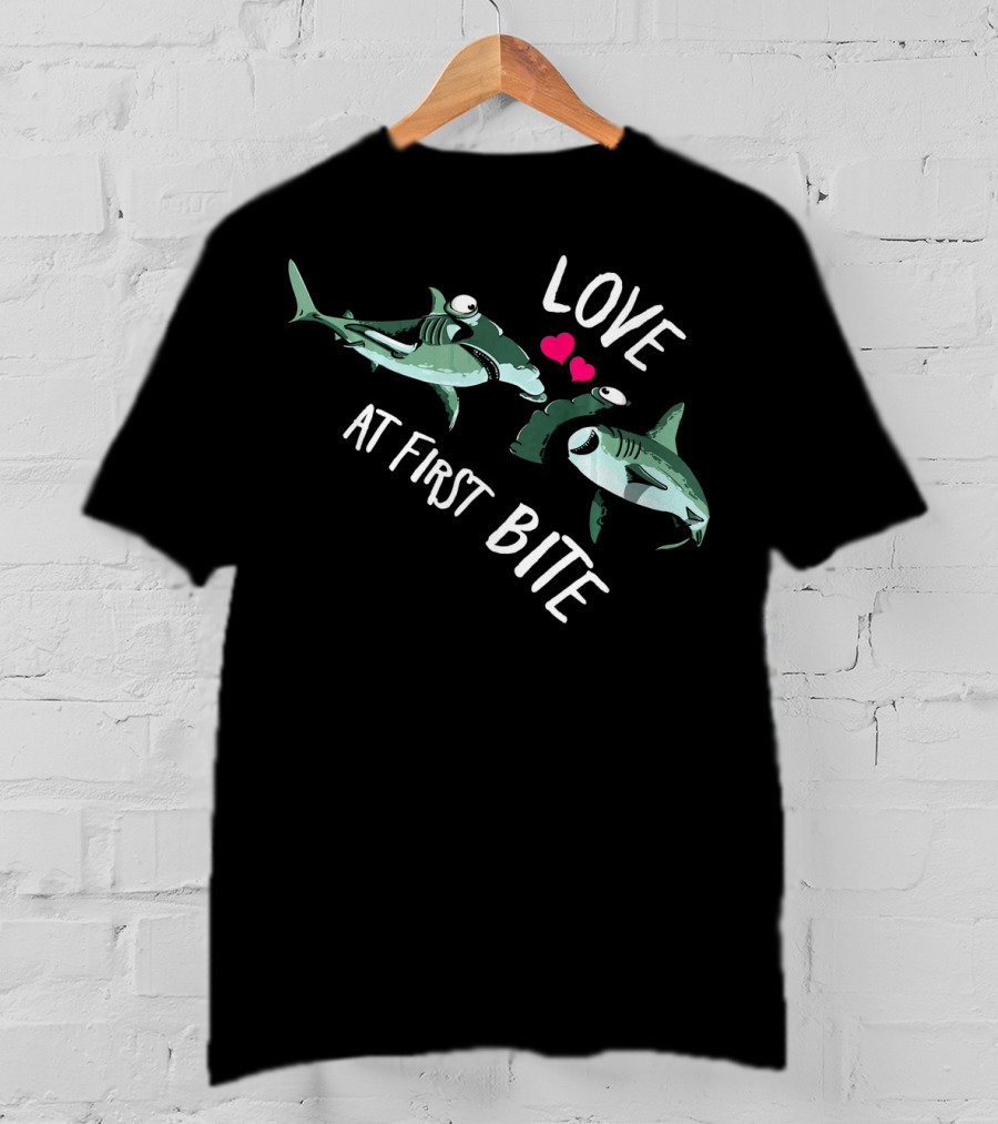 Boys Valentines Day Love At First Bite Shark Valent T-Shirt