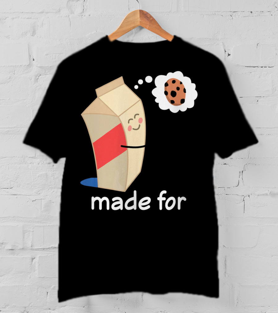 Couples Valentines Day Matching Made For Milk And Cookie T-Shirt