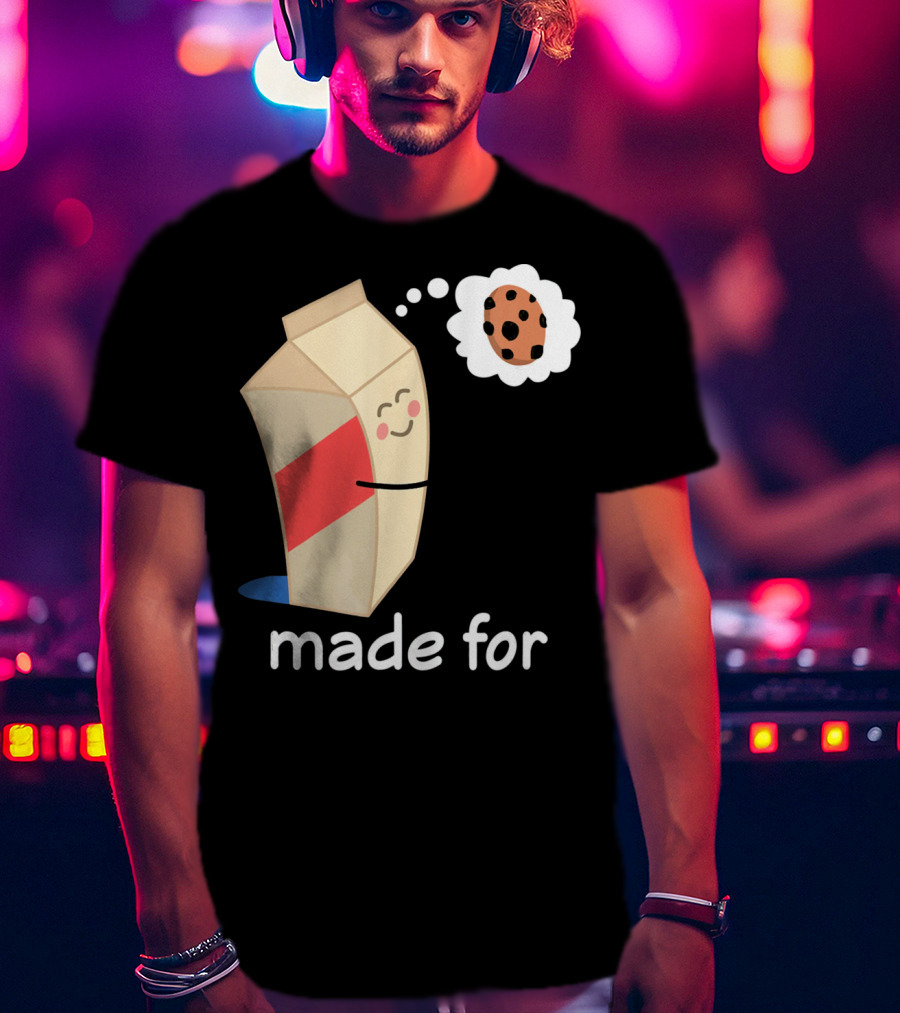 Couples Valentines Day Matching Made For Milk And Cookie T-Shirt