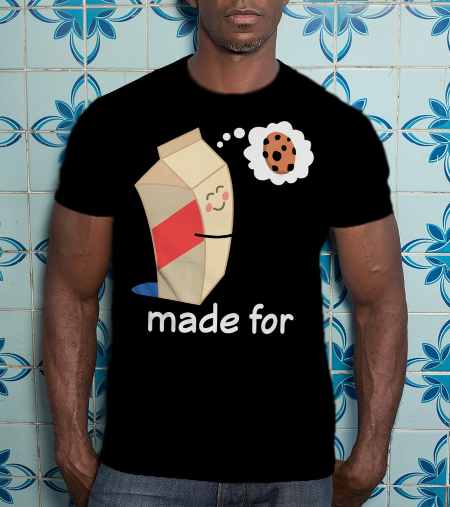 Couples Valentines Day Matching Made For Milk And Cookie T-Shirt