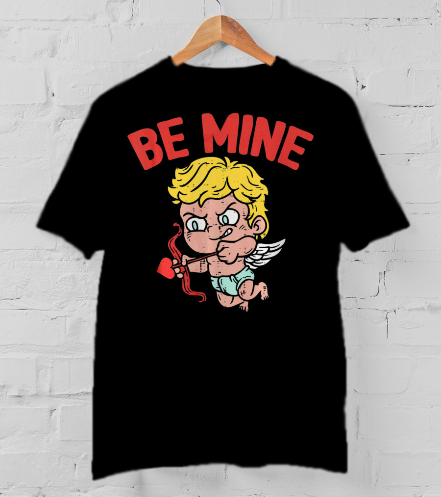 Be Mine Funny Valentine's Day Cupid With Bow And Heart Arrow T-Shirt