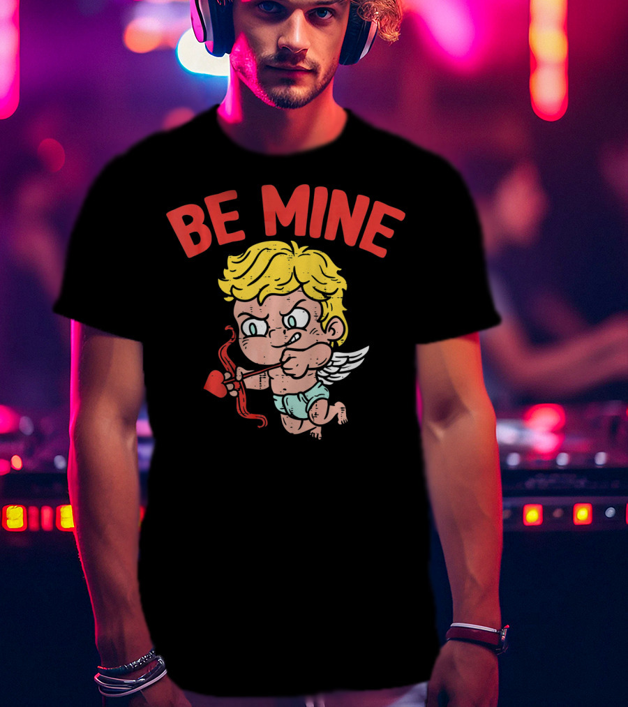 Be Mine Funny Valentine's Day Cupid With Bow And Heart Arrow T-Shirt