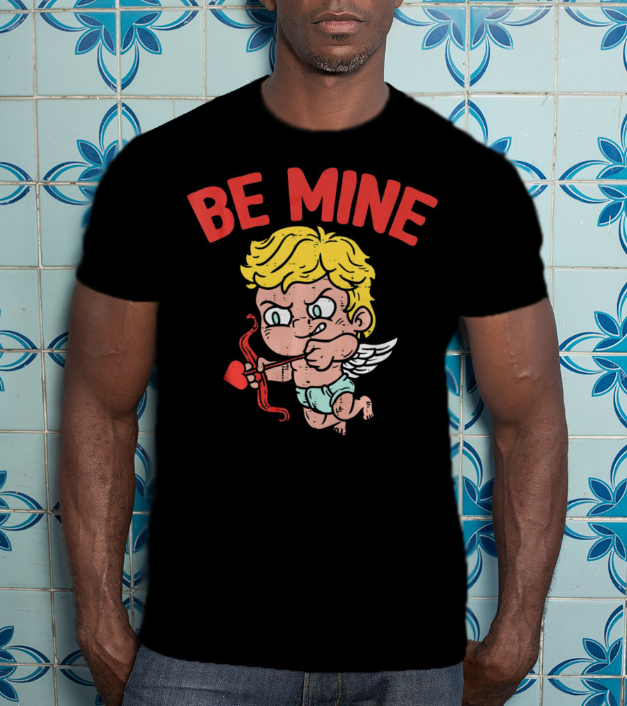 Be Mine Funny Valentine's Day Cupid With Bow And Heart Arrow T-Shirt