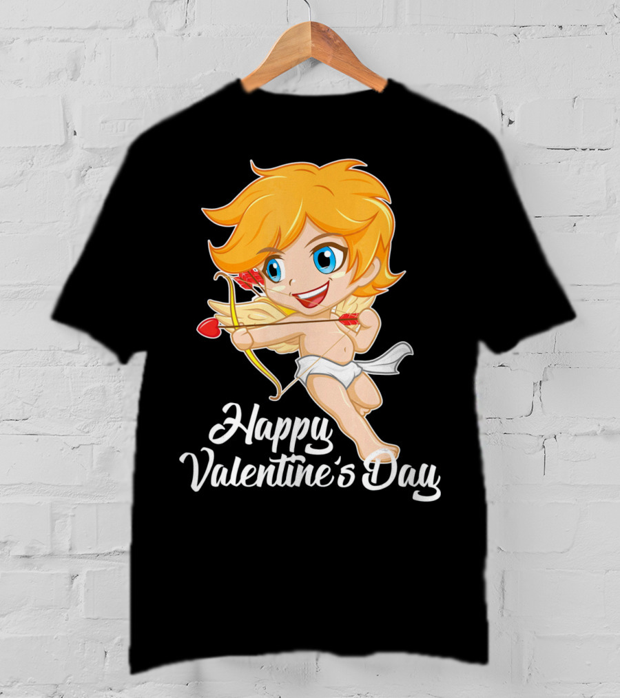 Happy Valentine's Day Cupid Bow And Heart Arrow T-Shirt