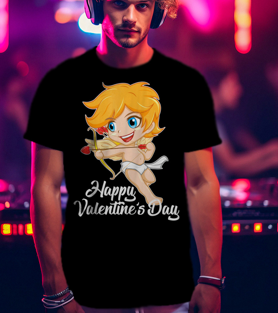 Happy Valentine's Day Cupid Bow And Heart Arrow T-Shirt