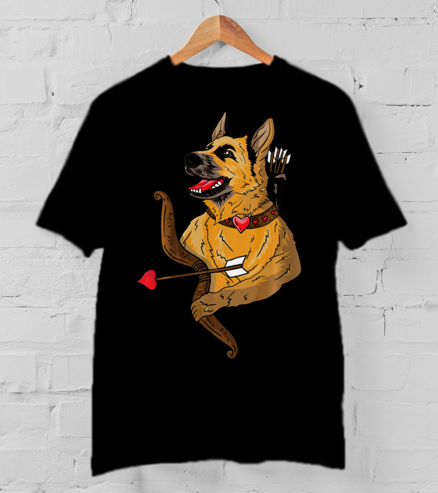 Cupid German Shepherd With Bow And Heart Arrow Dog Lovers T-Shirt