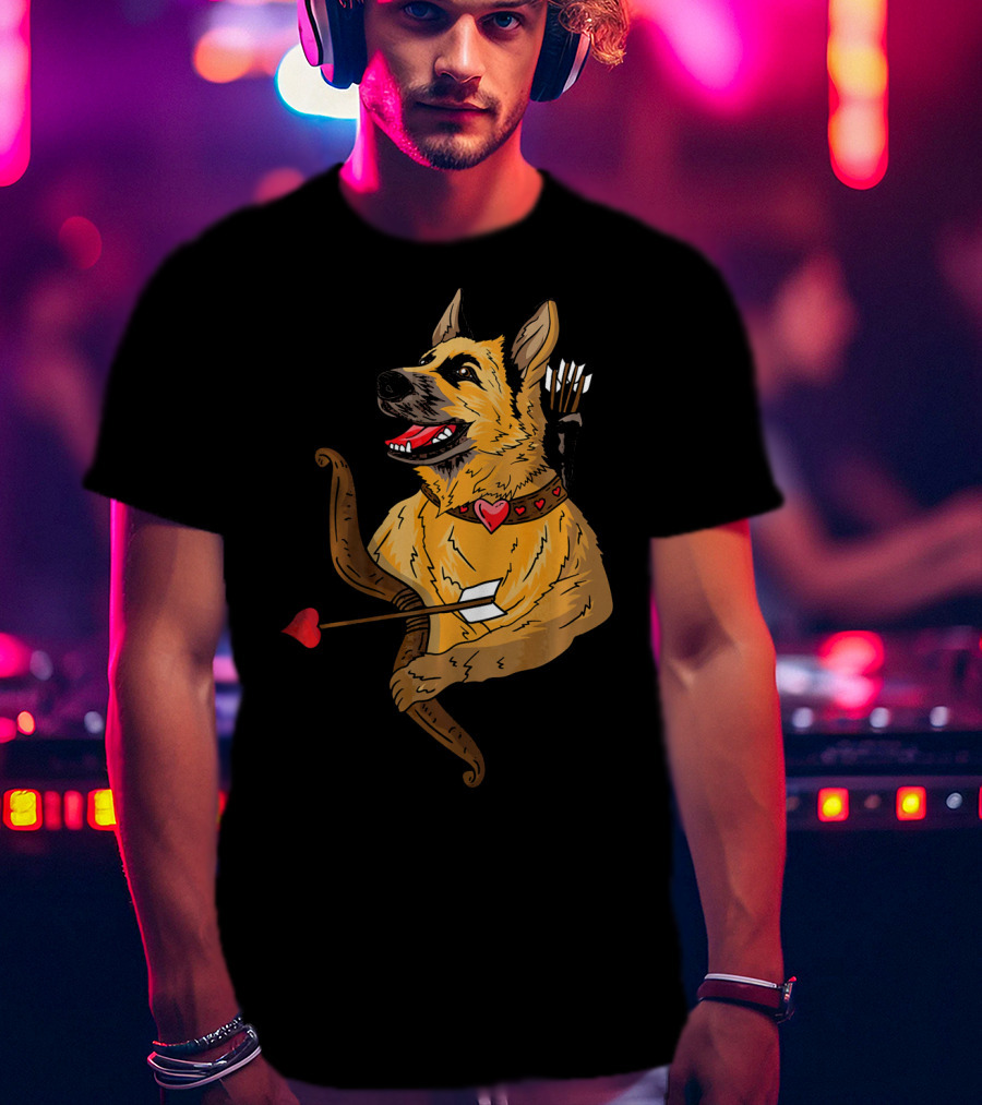Cupid German Shepherd With Bow And Heart Arrow Dog Lovers T-Shirt