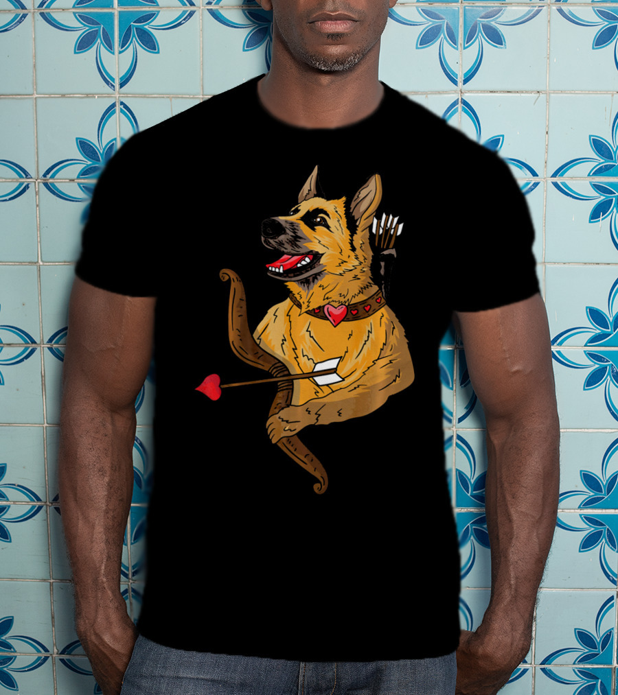 Cupid German Shepherd With Bow And Heart Arrow Dog Lovers T-Shirt