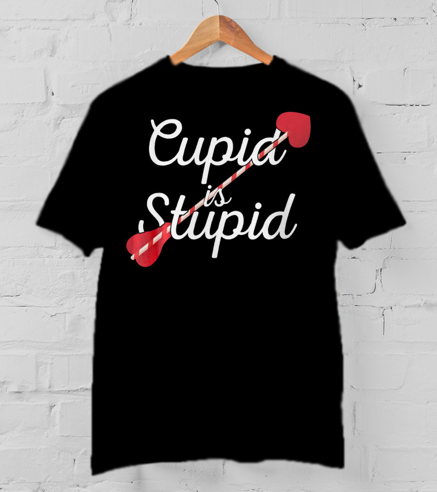 Cupid Is Stupid Funny Valentines Heart Arrow T-Shirt