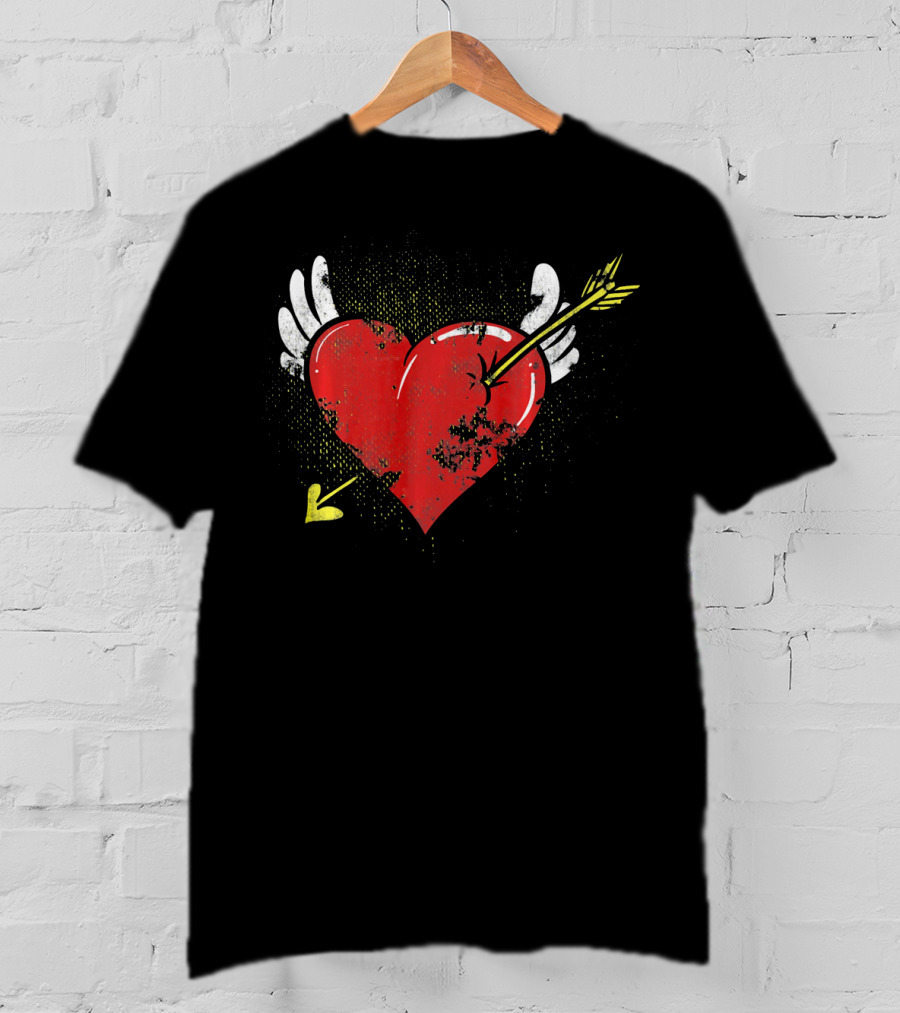 Cupid Valentine Heart With Arrow And Wings Matching Coup T-Shirt