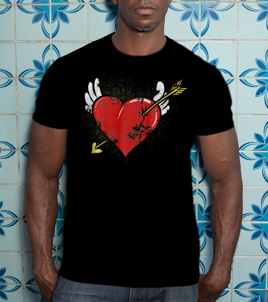 Cupid Valentine Heart With Arrow And Wings Matching Coup T-Shirt