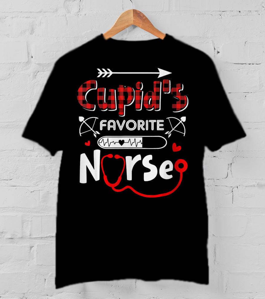 Cupid's Favorite Nurse Valentine's Day Heart Stethoscope And Arrow T-Shirt