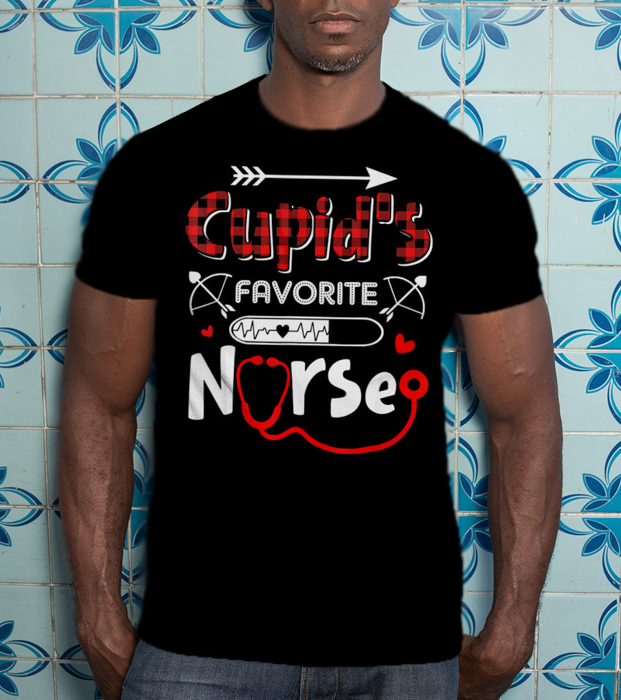 Cupid's Favorite Nurse Valentine's Day Heart Stethoscope And Arrow T-Shirt