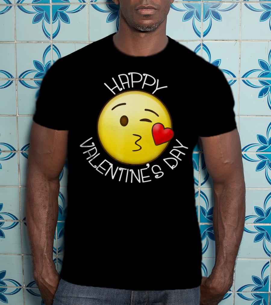 Happy Valentine's Day Cute Blow Kiss Heart Emoji Wink T-Shirt