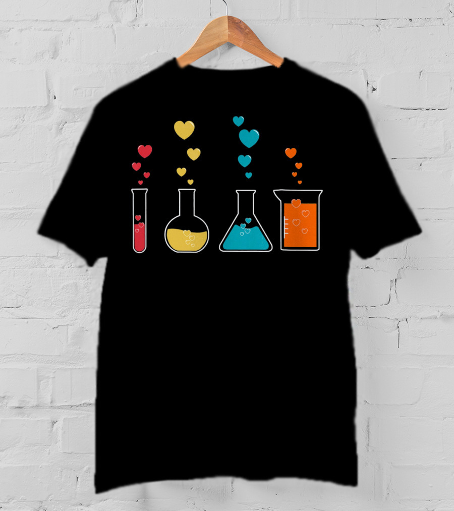 Chemistry Beaker Hearts Science Valentines T-Shirt