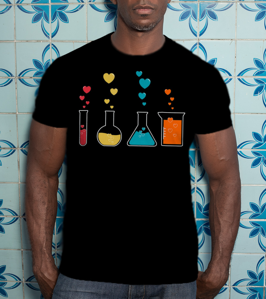Chemistry Beaker Hearts Science Valentines T-Shirt