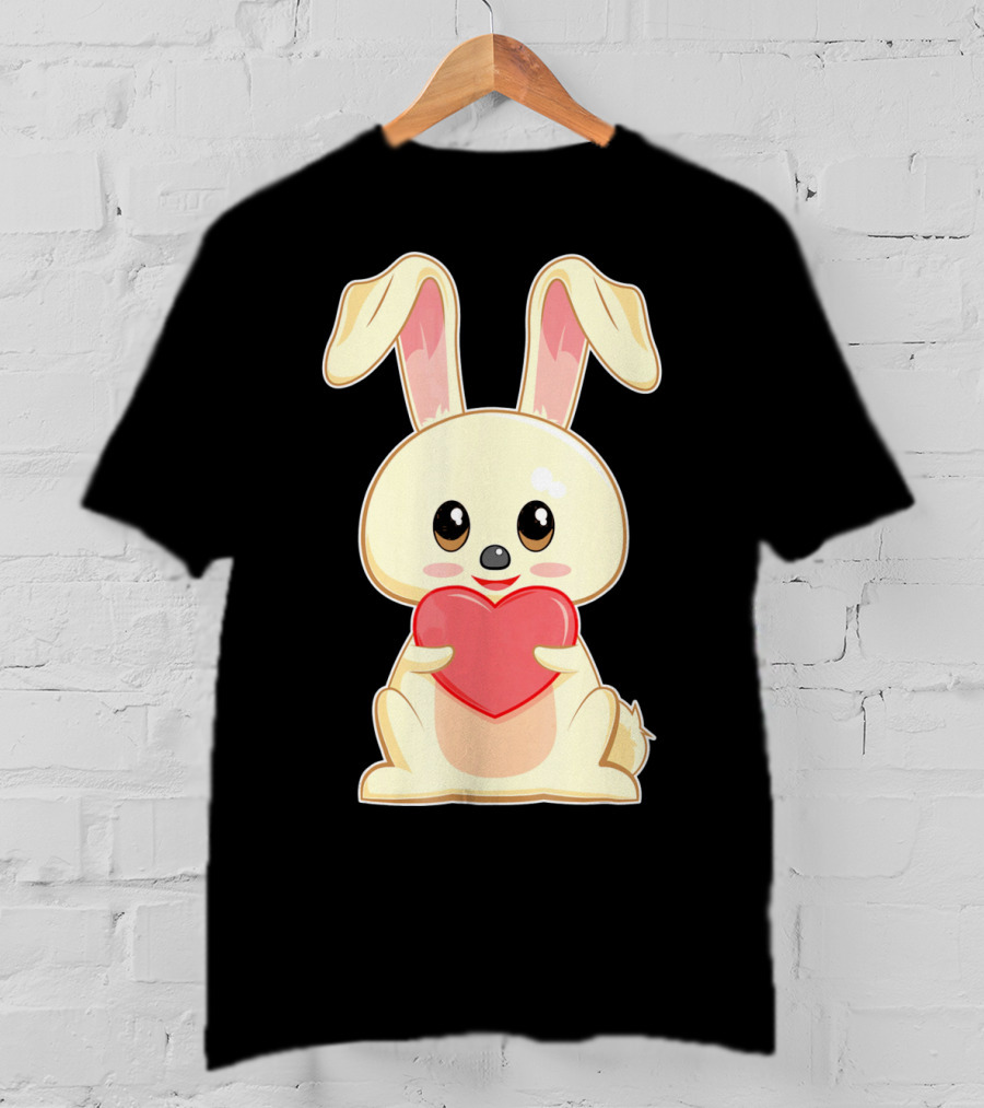 Chibi Bunny Holding Heart Valentines Cute T-Shirt