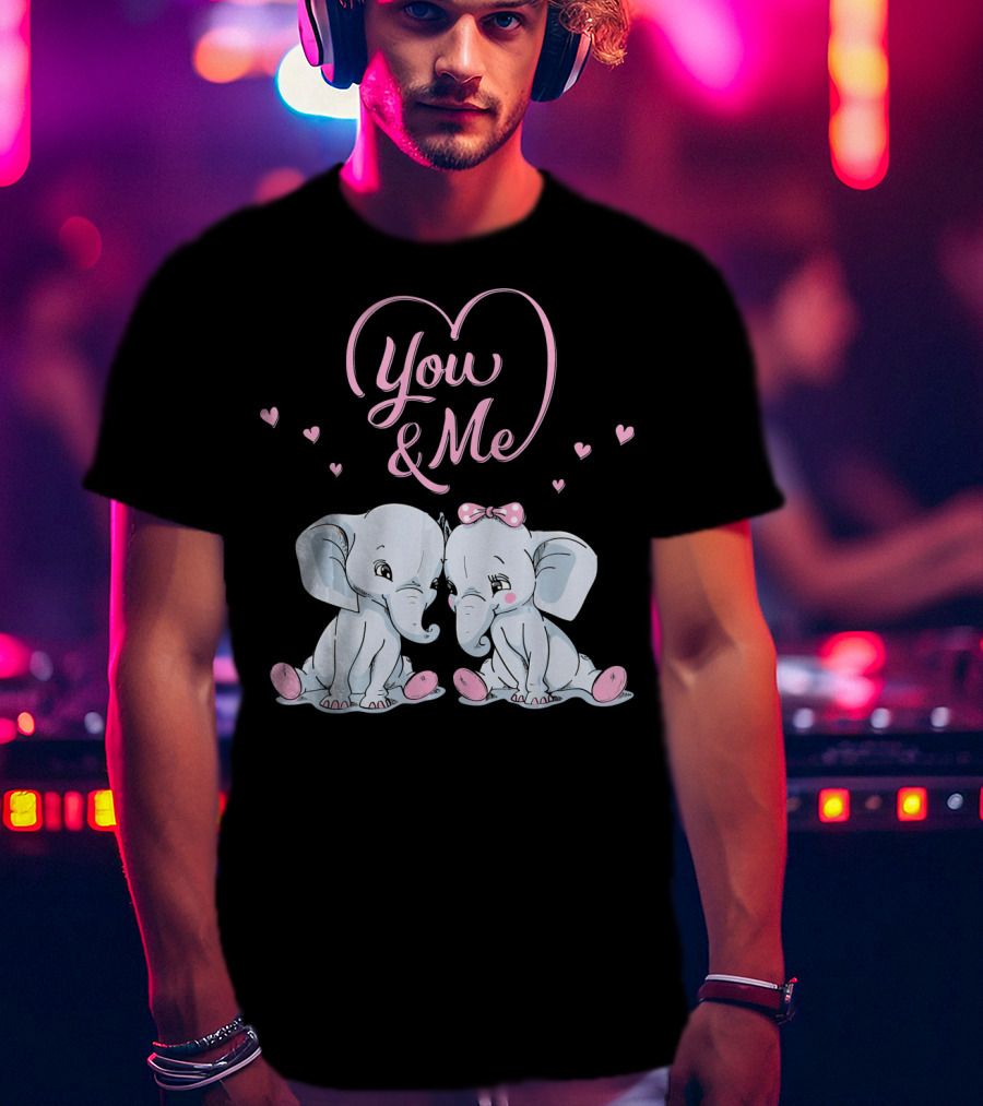 You And Me Cute Couple Elephants In Love Valentines T-Shirt