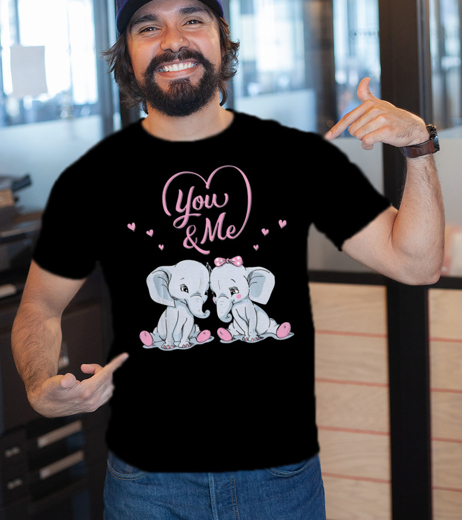 You And Me Cute Couple Elephants In Love Valentines T-Shirt