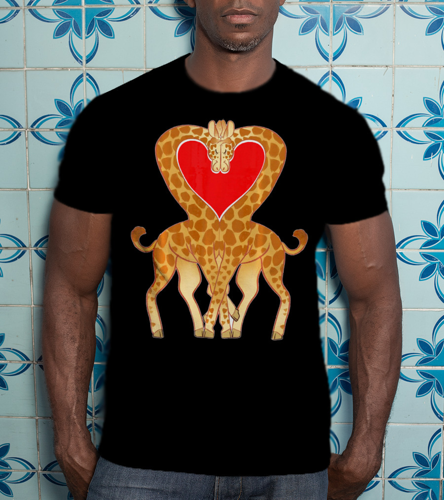 Cute Heart Giraffe Funny Valentine T-Shirt