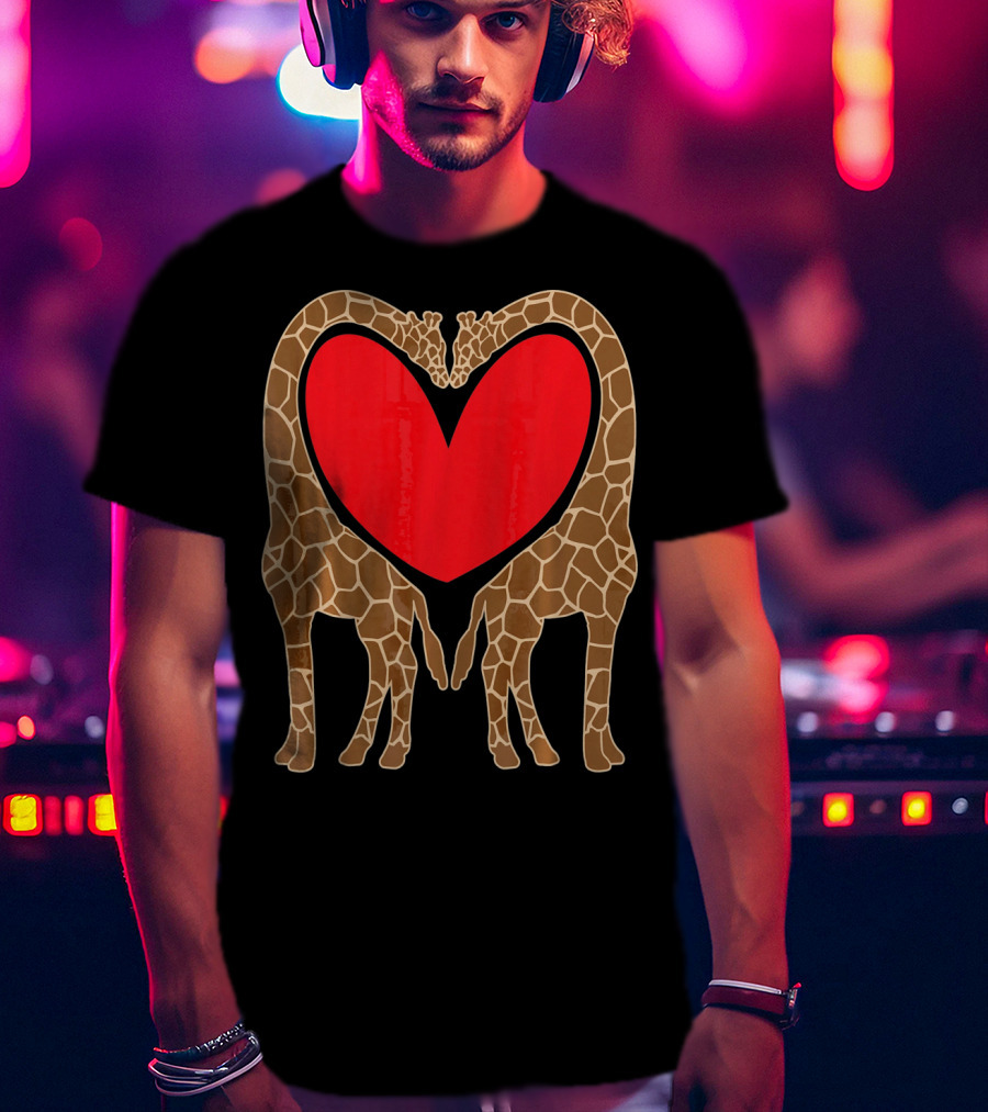 Cute Giraffe Heart Shape Valentine Fun T-Shirt