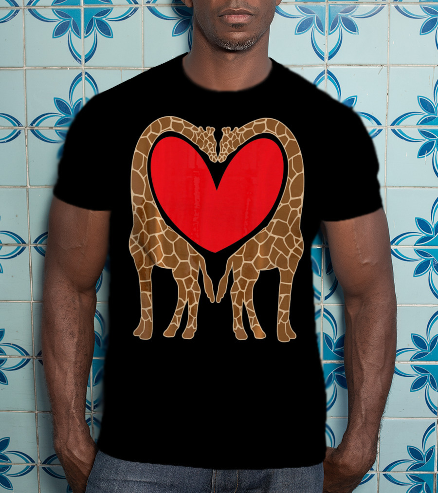 Cute Giraffe Heart Shape Valentine Fun T-Shirt