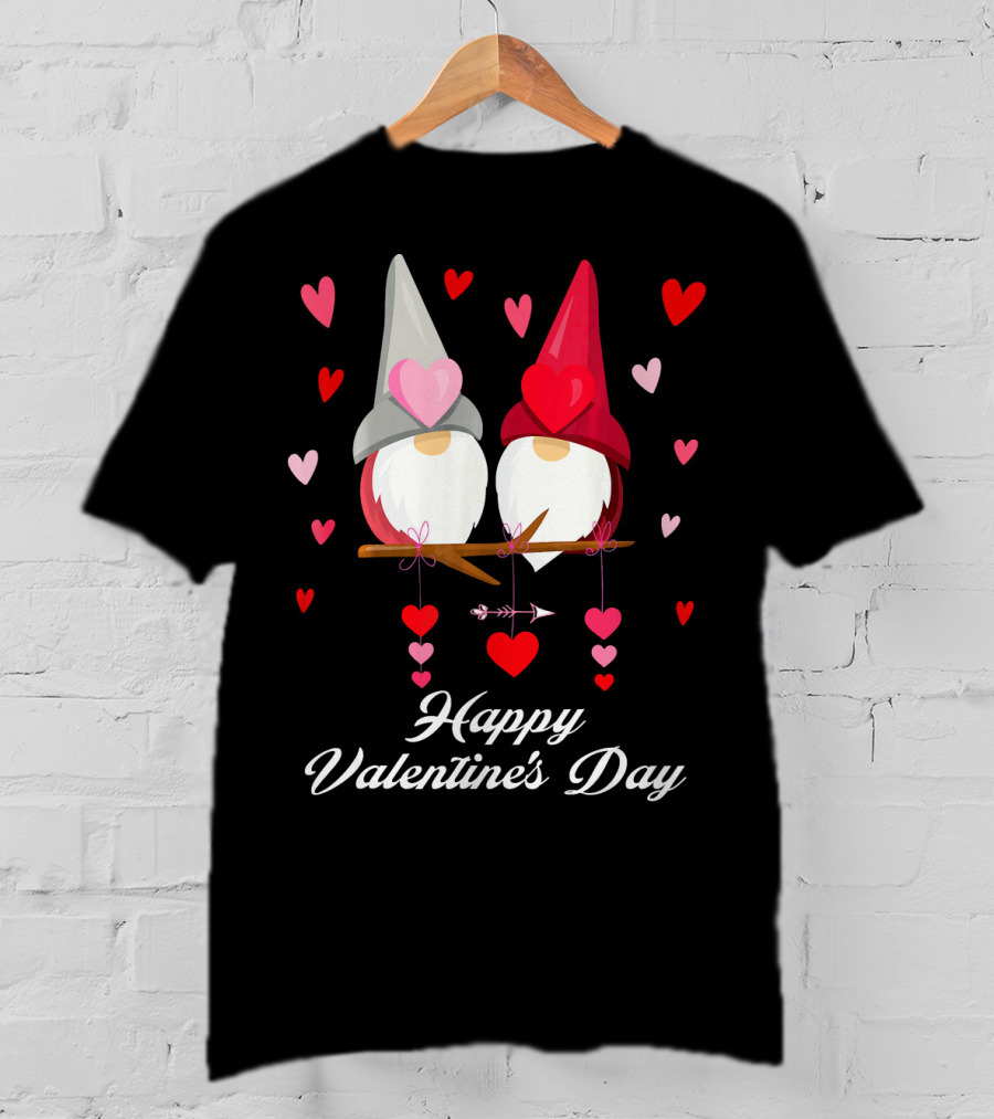 Happy Valentine's Day Cute Gnomes Hearts T-Shirt