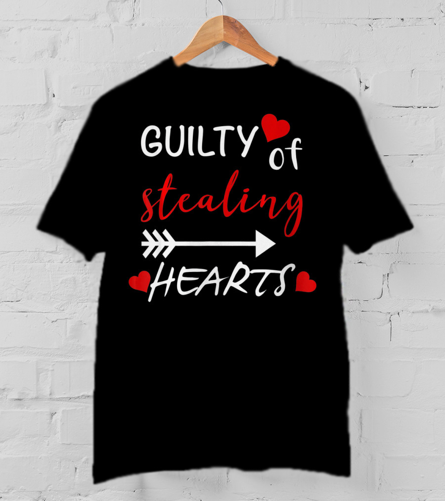 Guilty Of Stealing Hearts Cute Heart Valentines Day T-Shirt