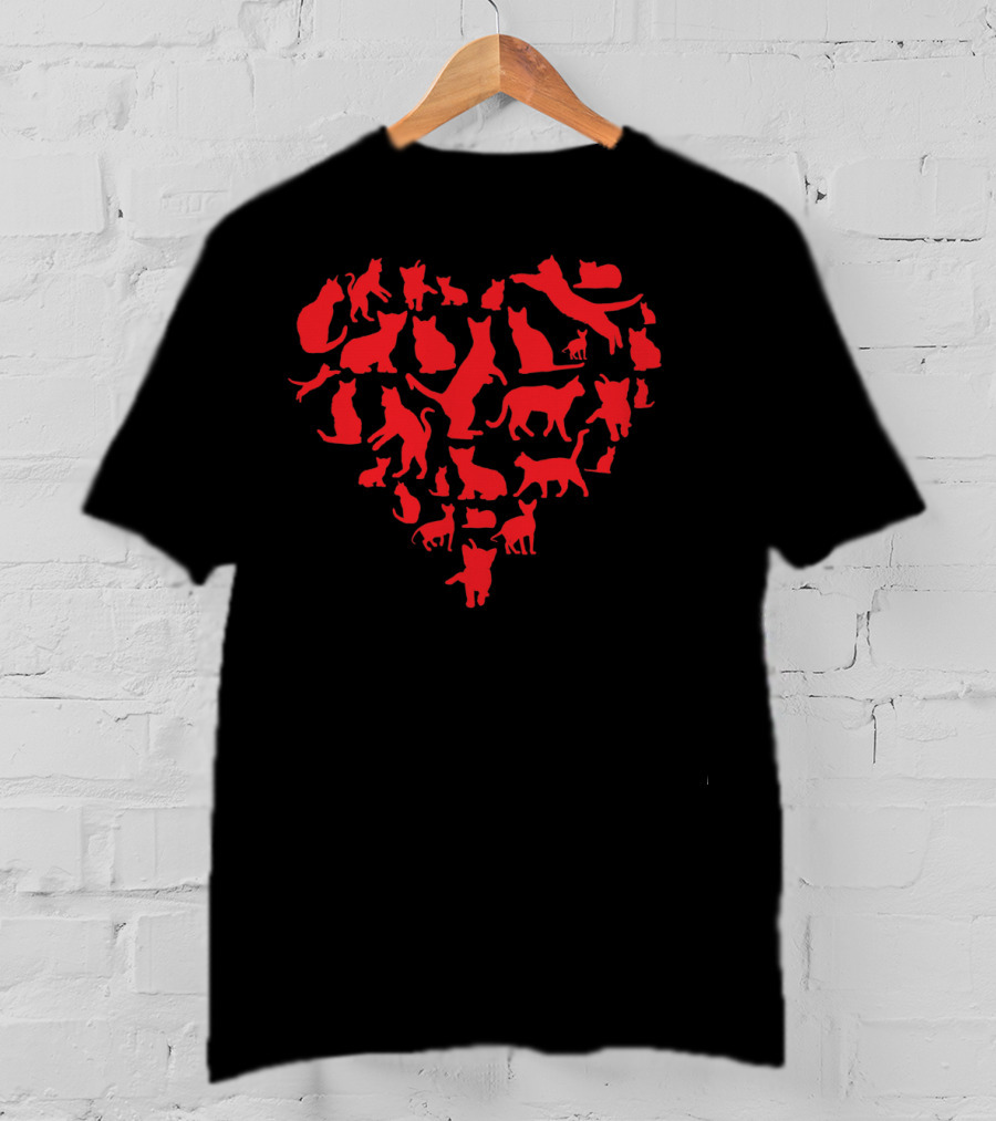Cute Kids Valentines Day Cat Heart T-Shirt