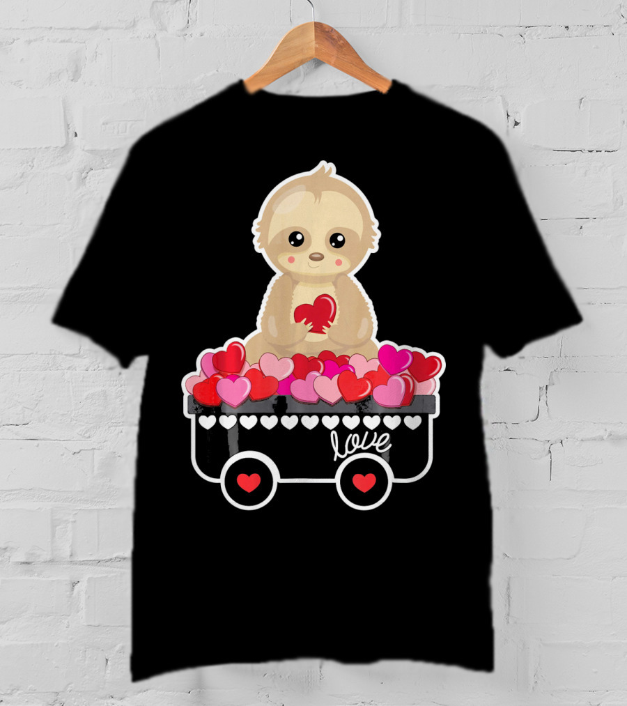 Valentine's Day Love Sloth With Heart Cart T-Shirt