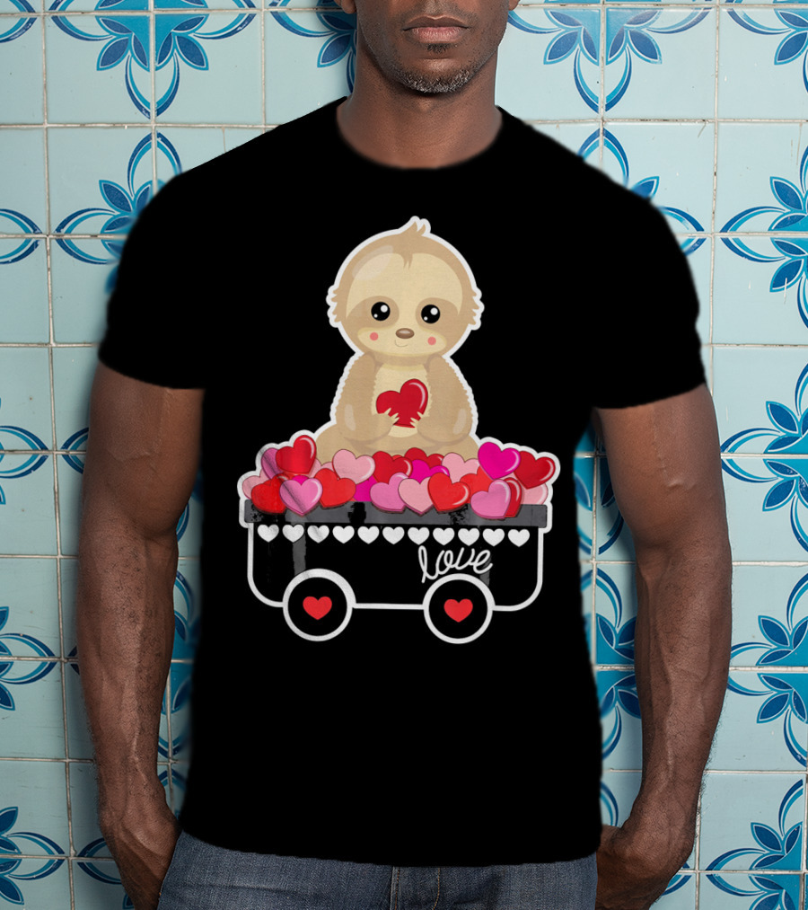 Valentine's Day Love Sloth With Heart Cart T-Shirt