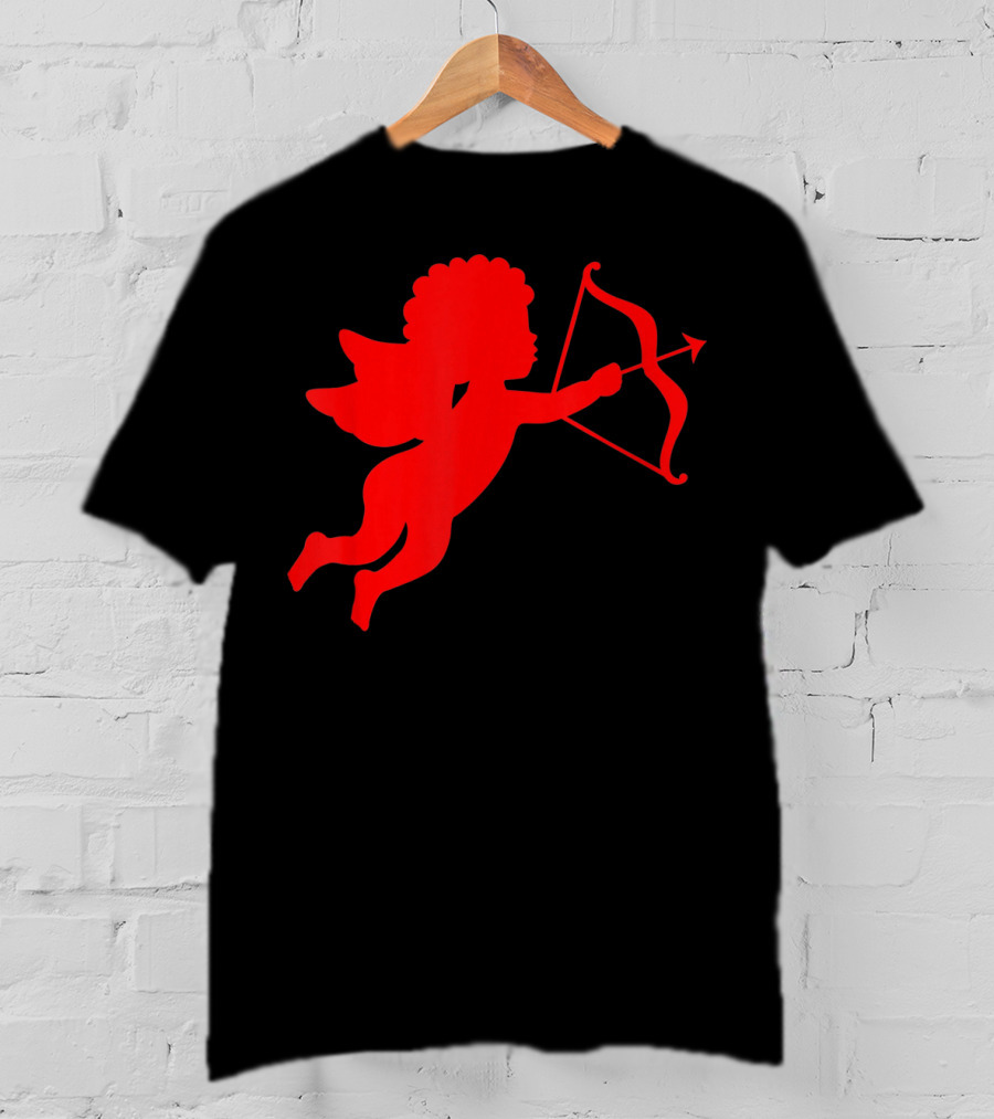 Valentine Cupid Arrow Silhouette In Red T-Shirt