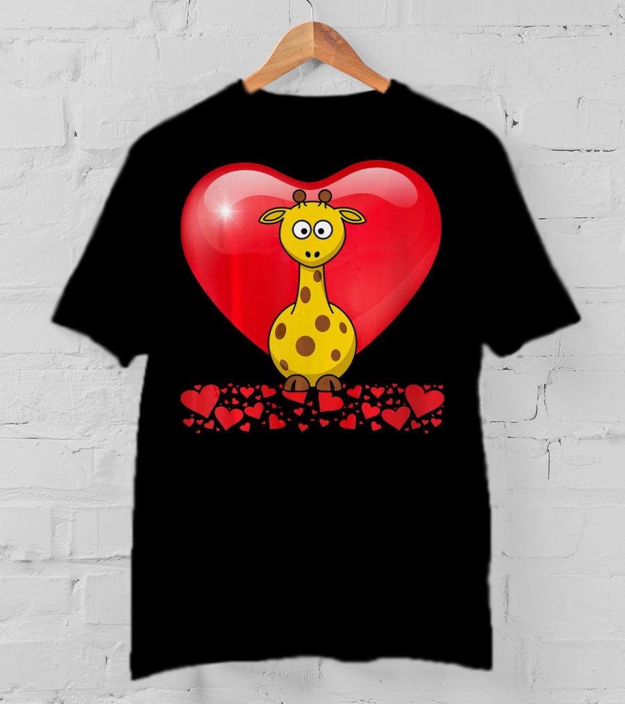 Cute Valentine's Day Heart Giraffe Valentin T-Shirt