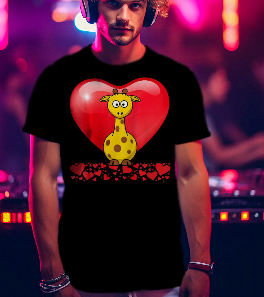 Cute Valentine's Day Heart Giraffe Valentin T-Shirt
