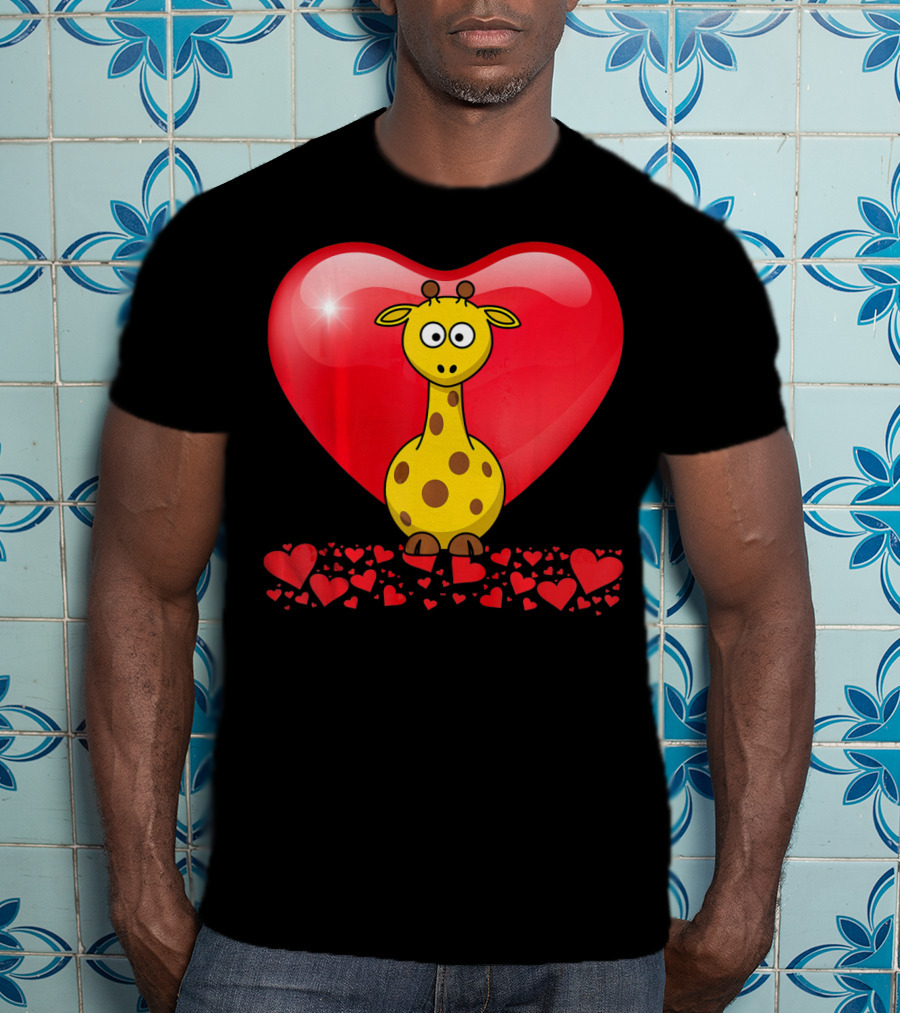 Cute Valentine's Day Heart Giraffe Valentin T-Shirt