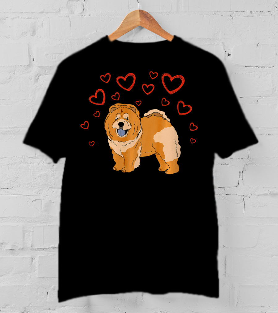 Chow Chow Surrounded By Hearts Valentine Love T-Shirt