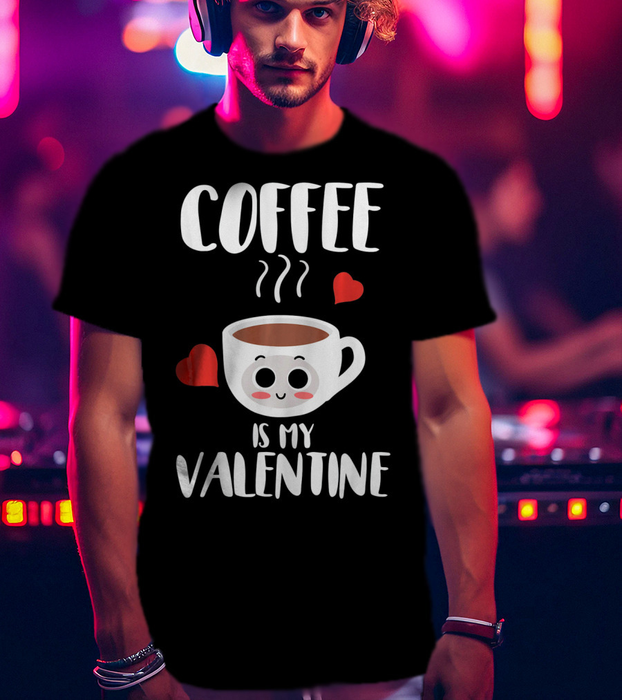 Coffee Is My Valentine Cute Heartwarming Humor T-Shirt