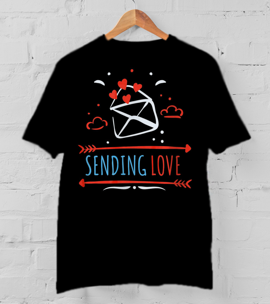 Sending Love Valentines Day Hearts Envelope T-Shirt