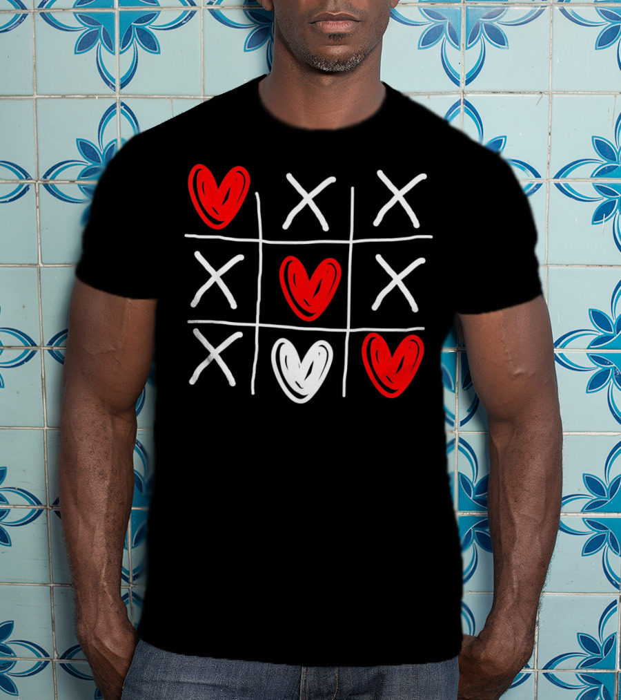 Cute Hearts Tic Tac Toe Valentines Day T-Shirt