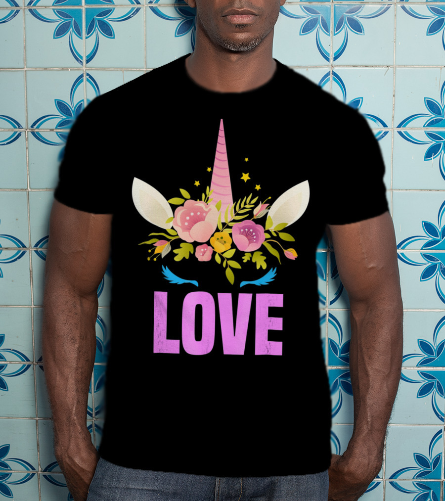 Love Cute Unicorn Face Valentine Day T-Shirt