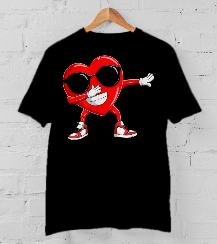 Dabbing Heart With Sunglasses Valentine's Day Cute T-Shirt