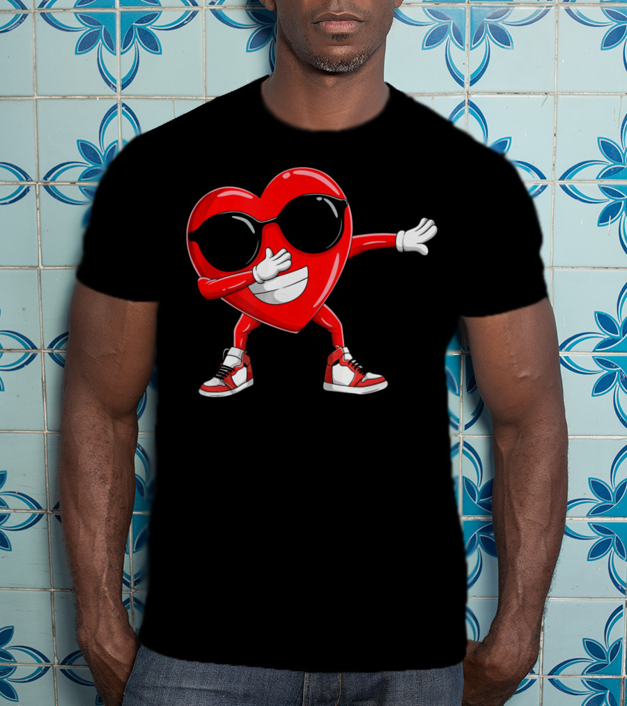 Dabbing Heart With Sunglasses Valentine's Day Cute T-Shirt